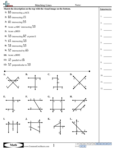 Matching Lines Worksheet - Matching Lines worksheet